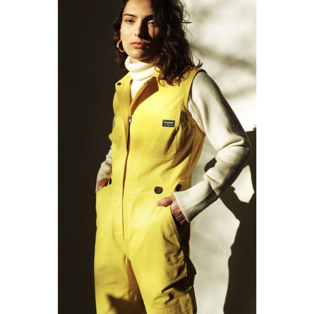 Wildfang Yellow Sleeveless Zip Jumpsuit
